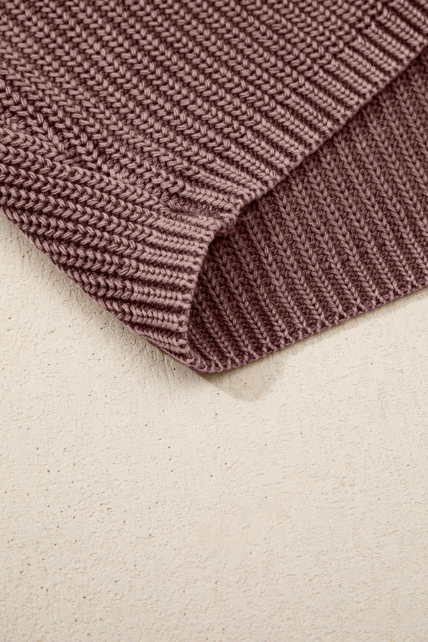 Mineral Washed Knit Button Polo Collar Loose Sweater - Dark Brown