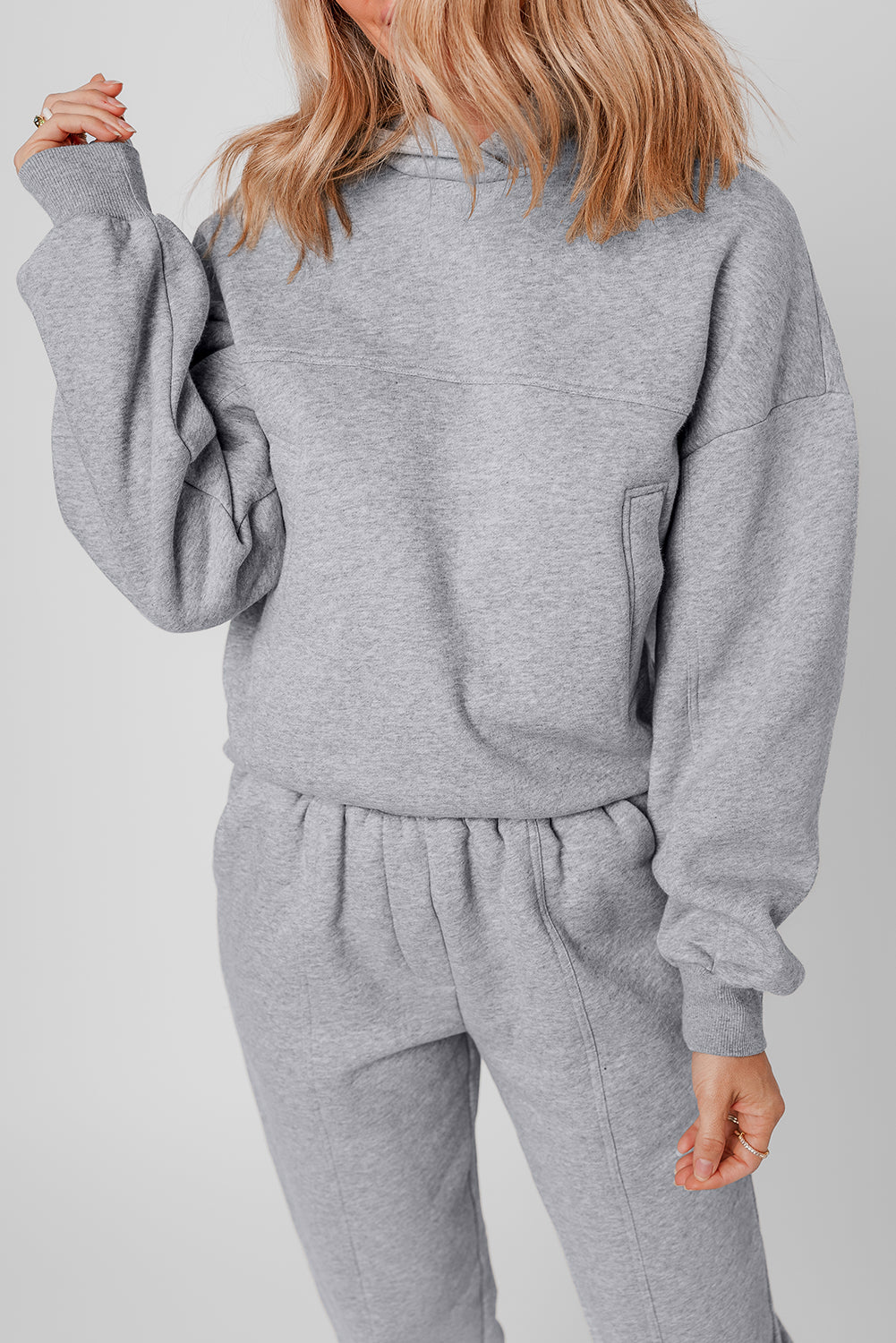 Solid Exposed Seams Hoodie and Joggers Activewear Set