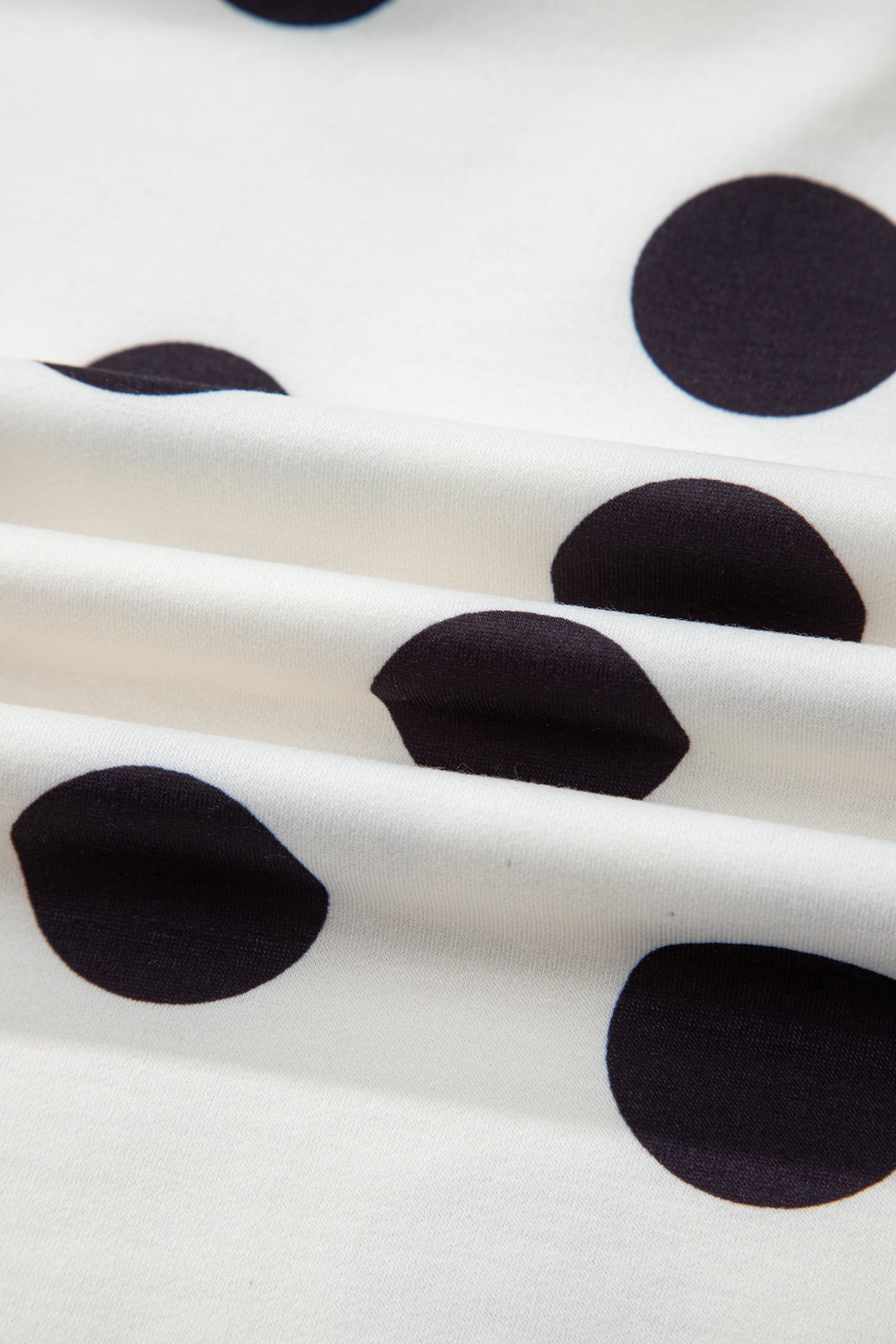 Polka Dot Print Drop Shoulder Pullover & Drawstring Shorts Set