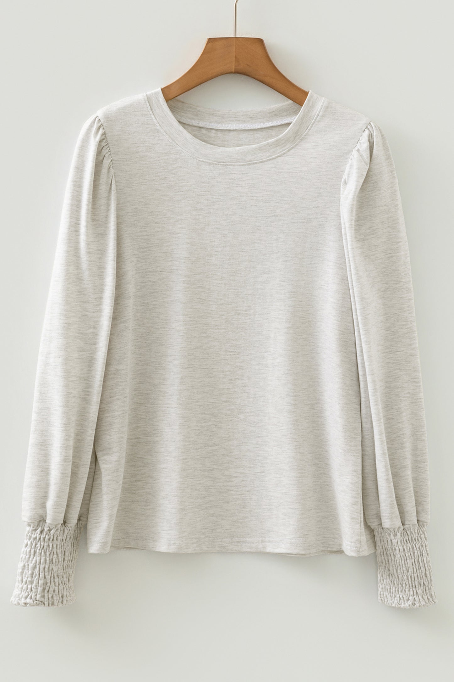 Shirred Cuffs Puff Sleeve Peasant Top - Oatmeal
