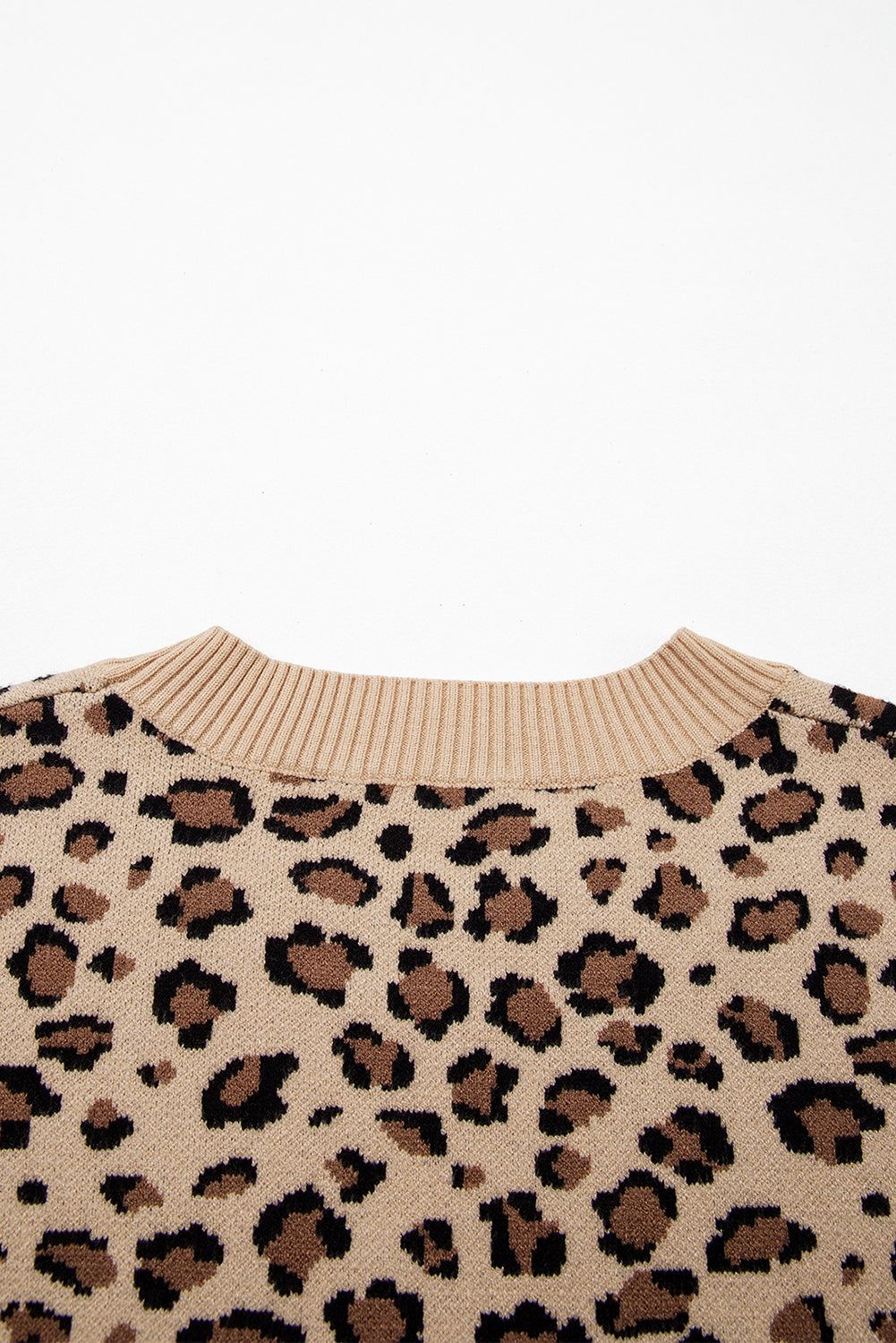 Leopard Print Dolman Sleeve Sweater - Khaki