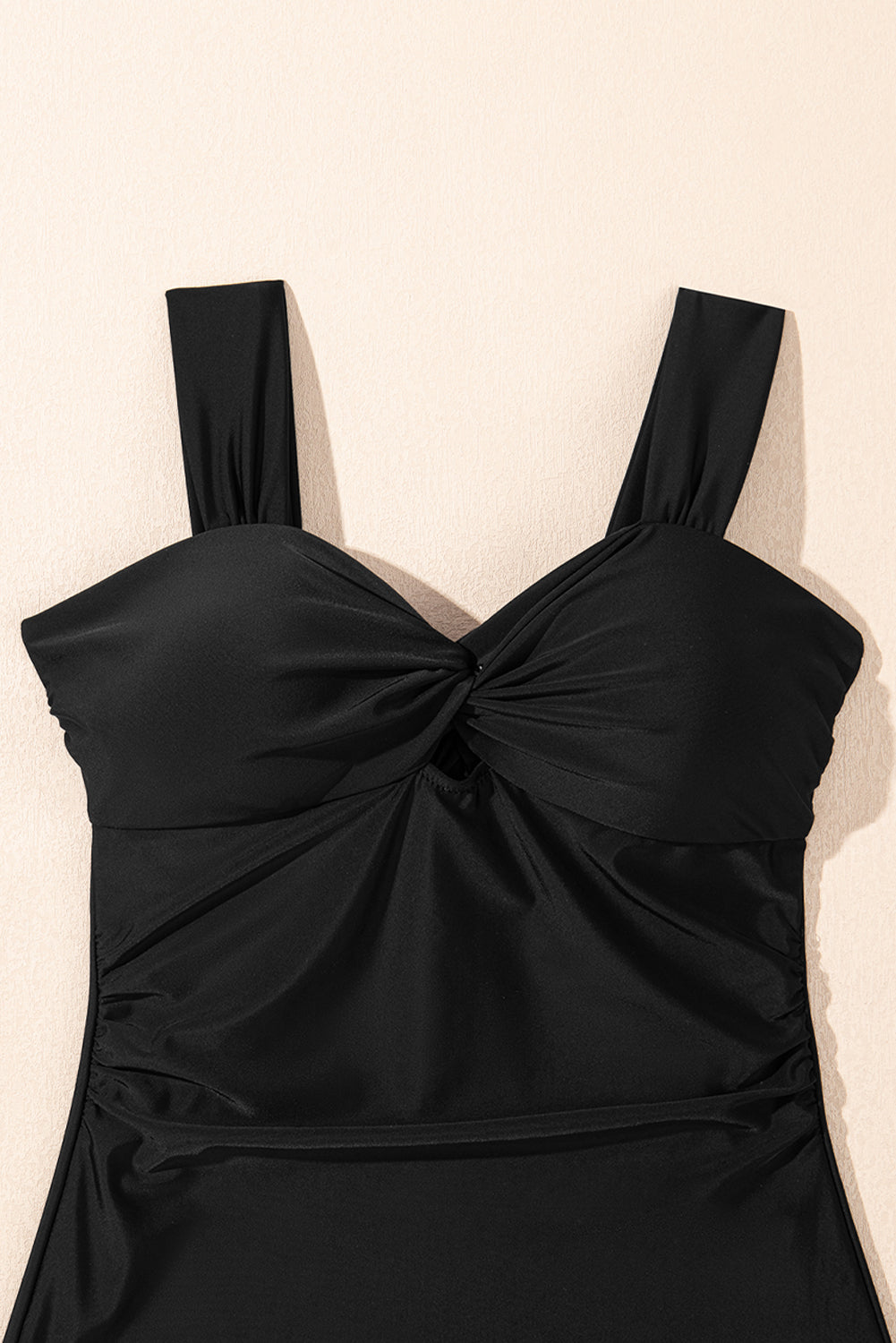 Black Cut out Twist Bowknot Backless One Piece Swimsuit