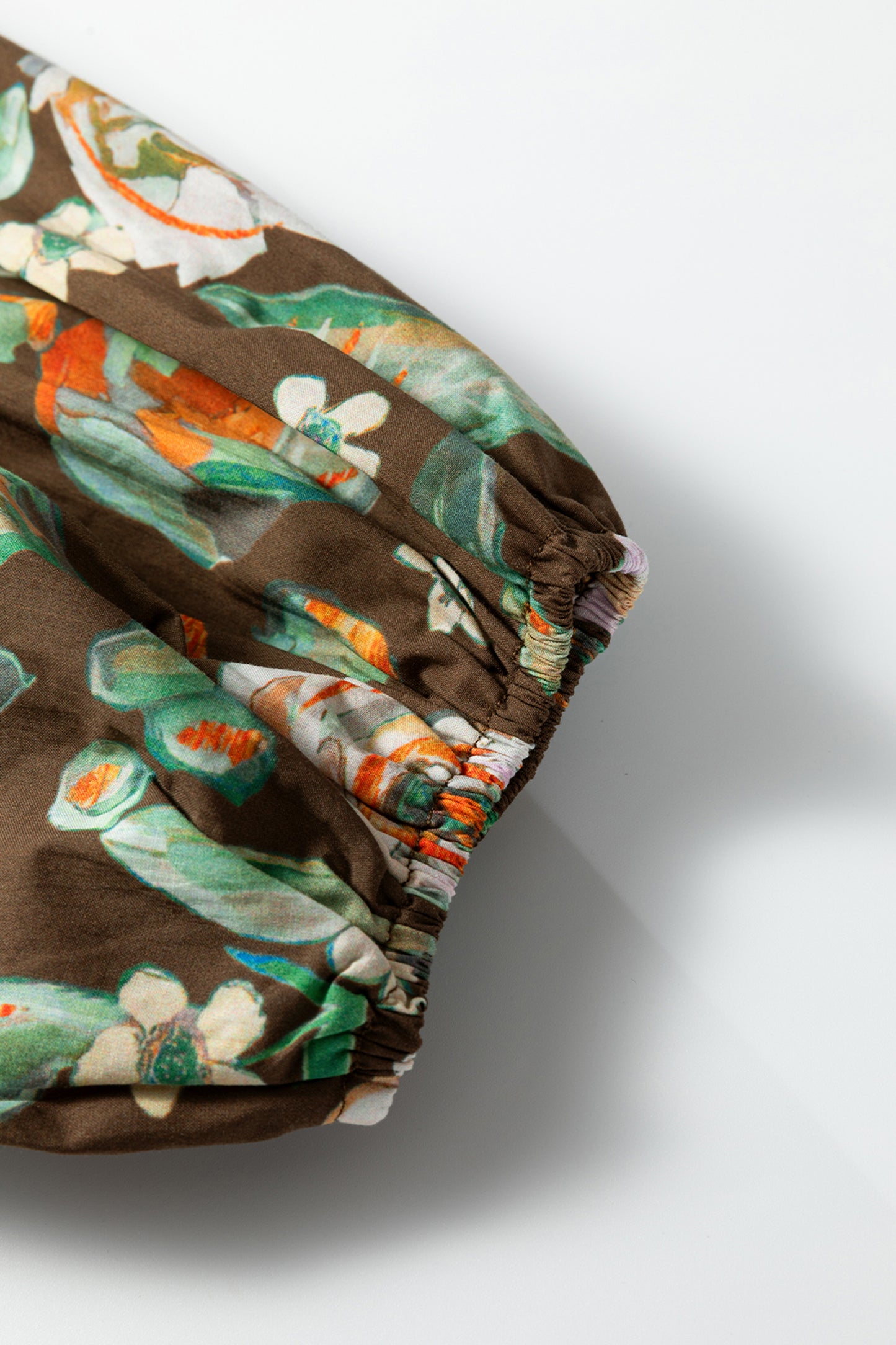 Floral Print Contrast Trim V Neck Pocketed Long Sleeve Mini Dress