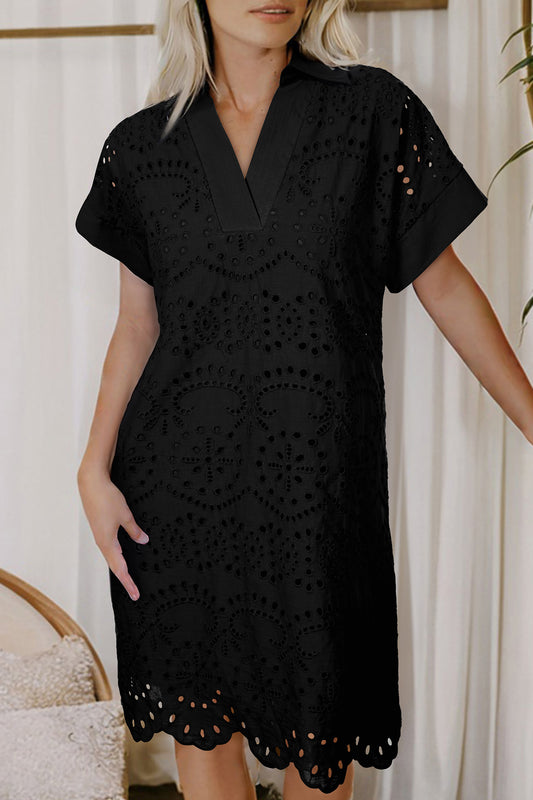 Eyelet Embroidered T-Shirt Mini Dress