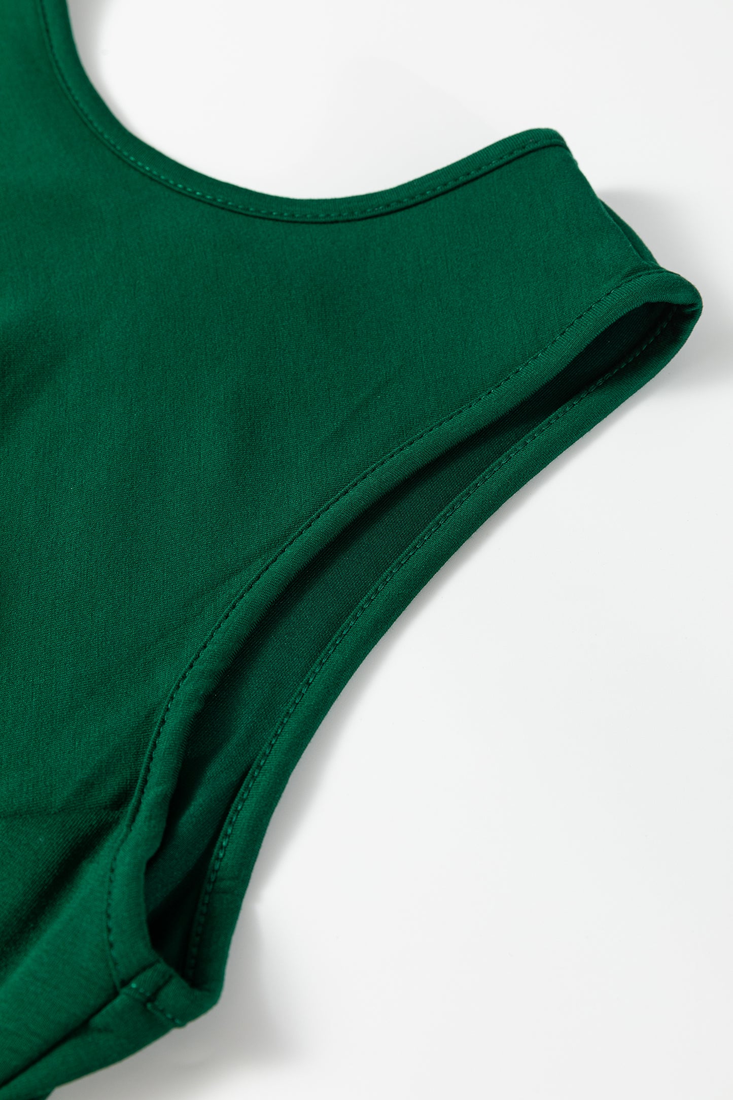 Solid Color Round Neck Ruched Detail Sleeveless Mini Dress