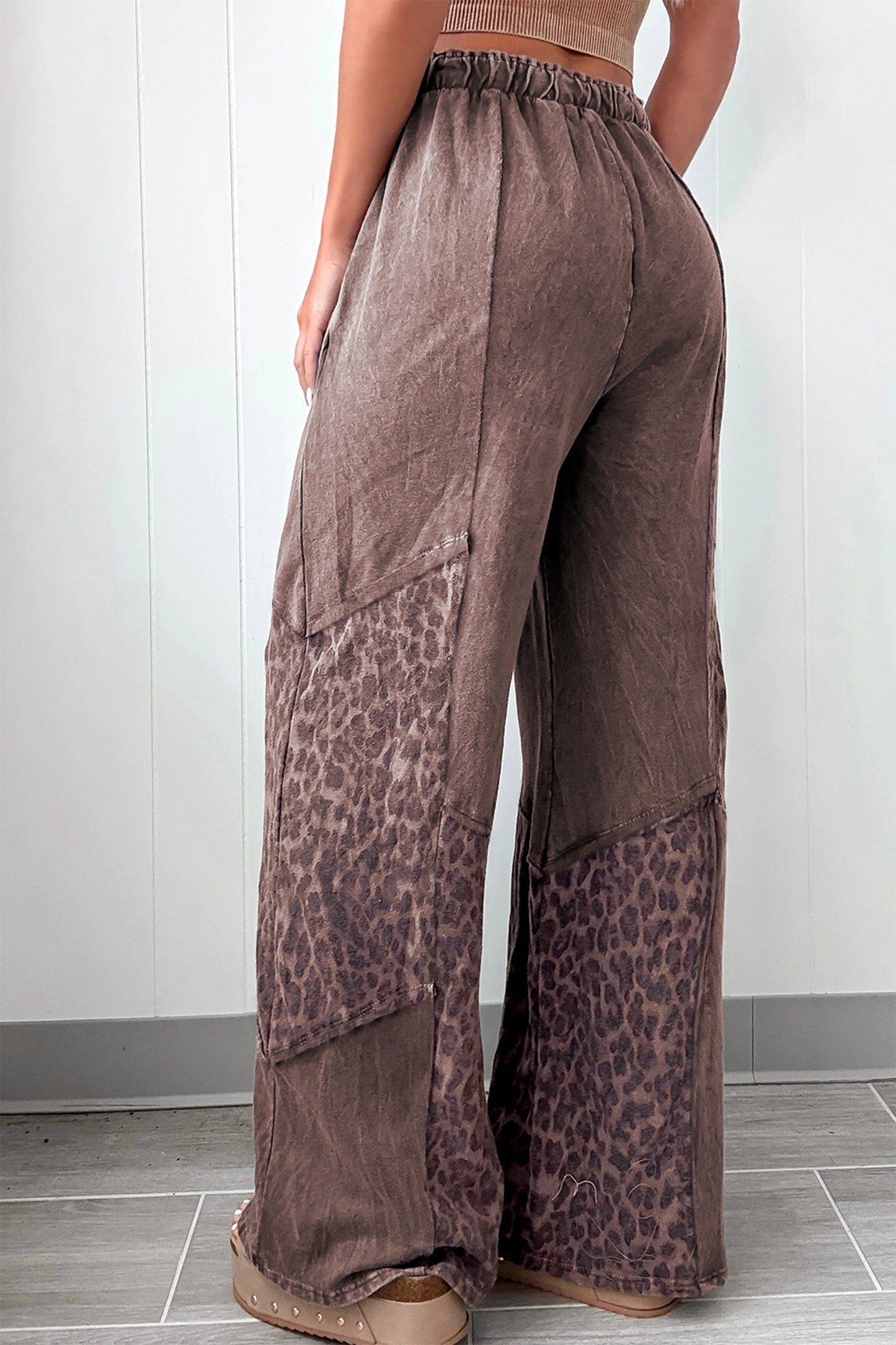 Mineral Wash Leopard Patchwork Loose Pants
