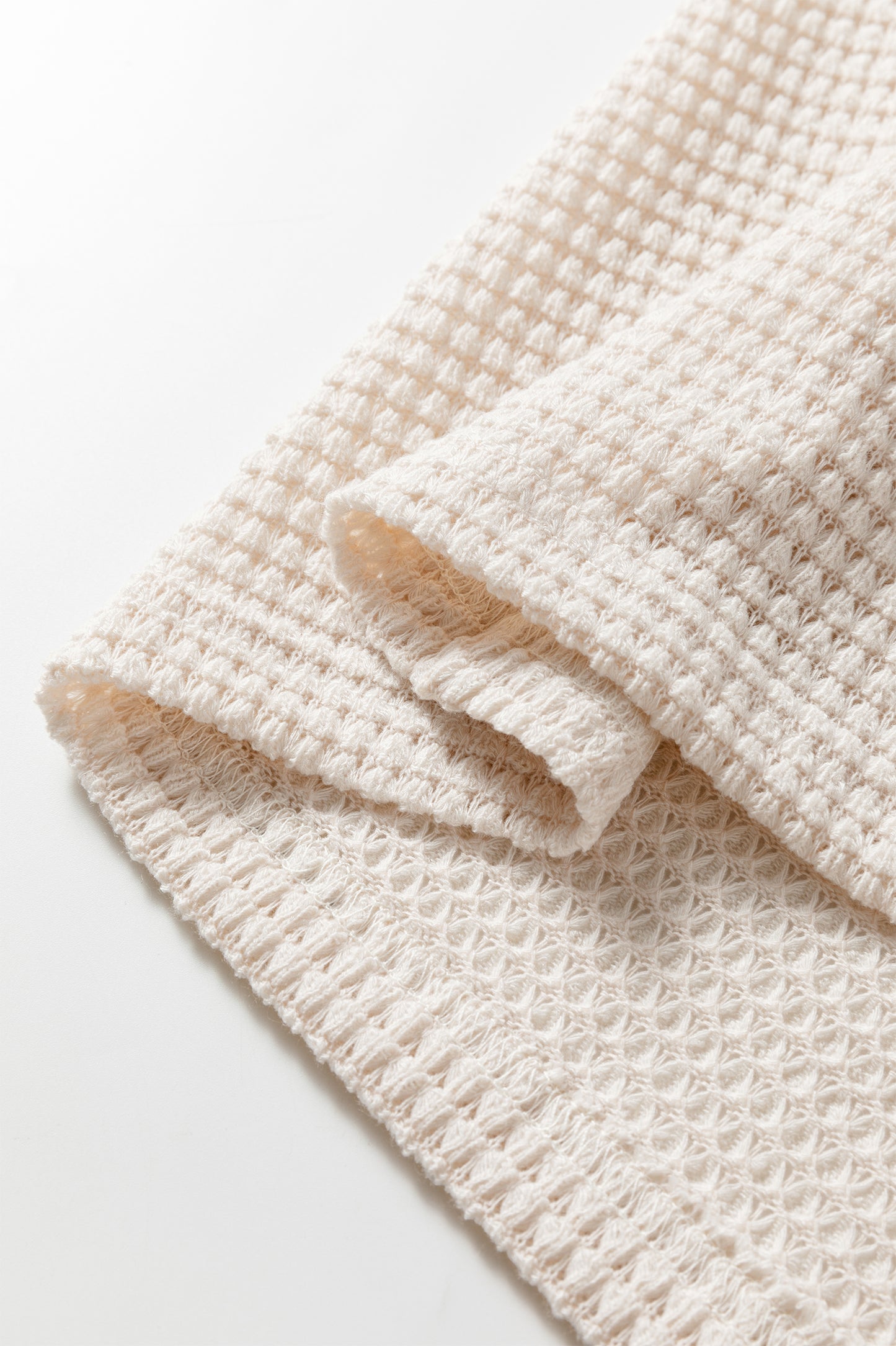 Solid Color Textured Knit Asymmetric Shoulder Long Sleeve Top