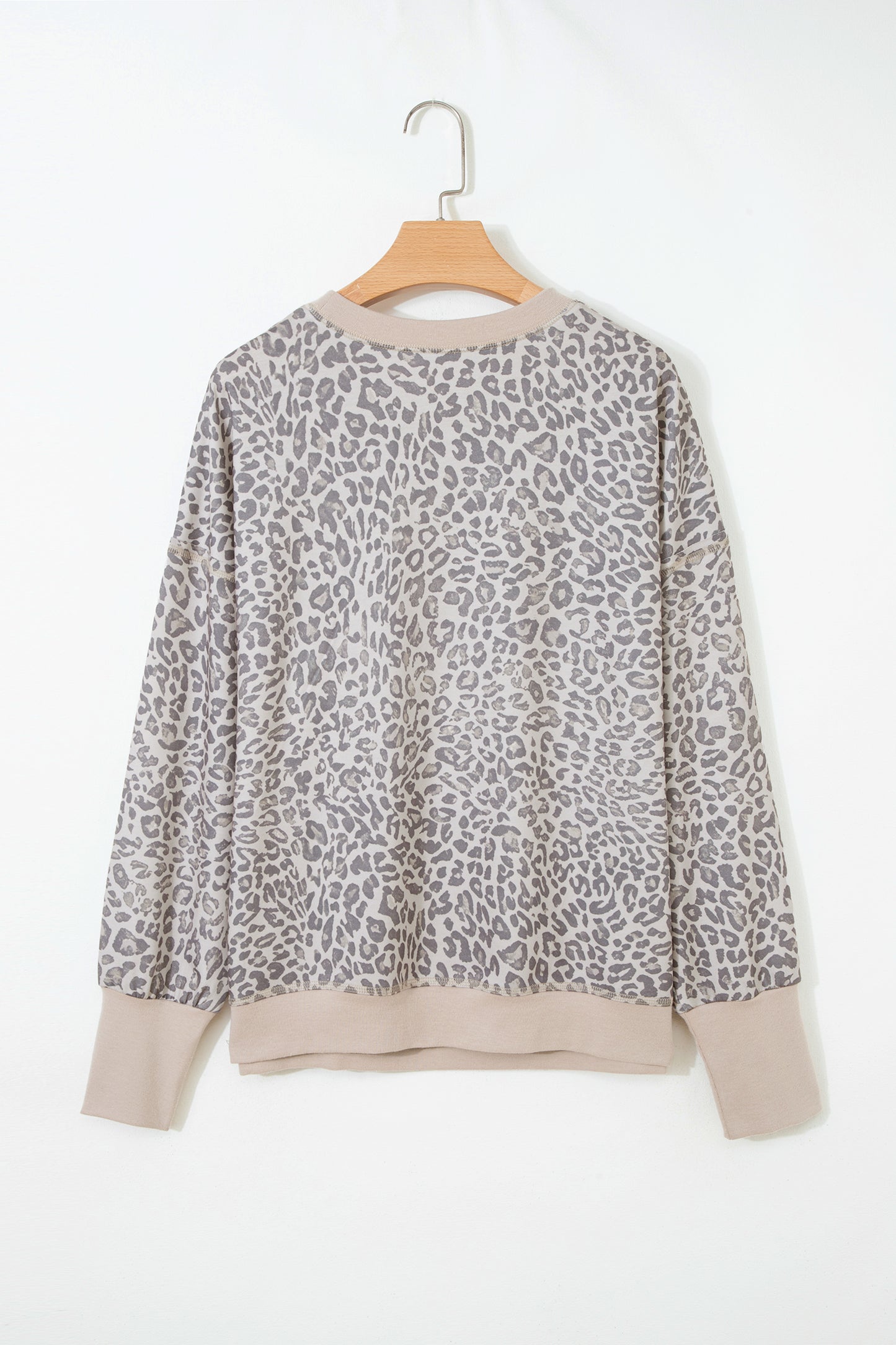 Leopard Print Patchwork Crew Neck Sweatshirt