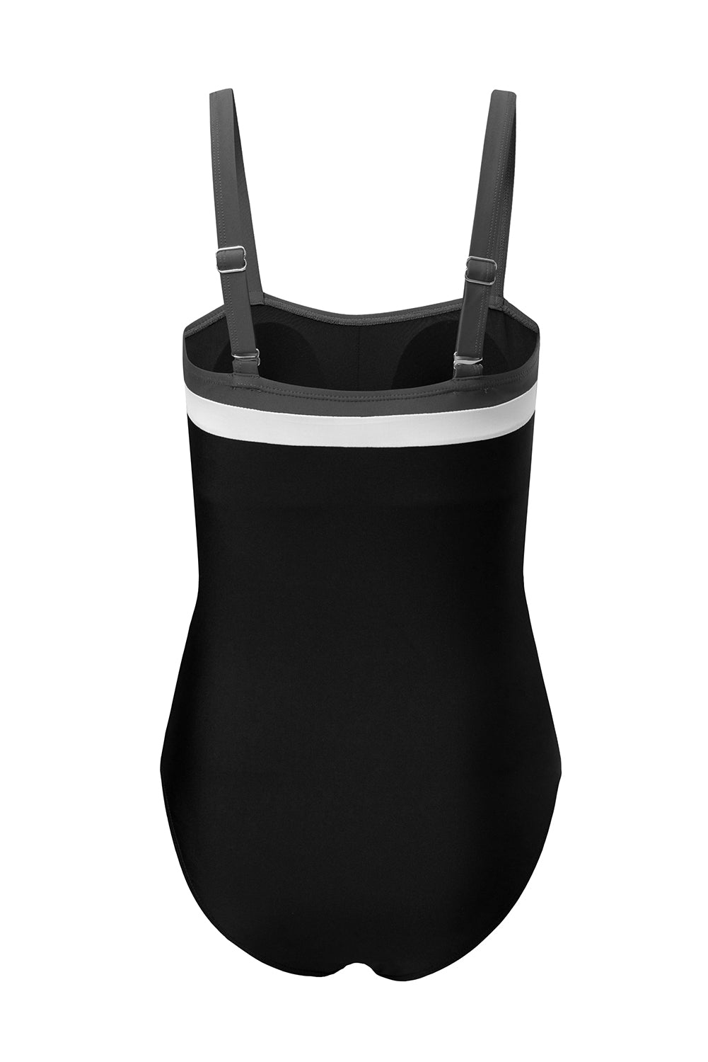 Colour Block Detail Adjustable Straps One Piece Swimsuit - Black