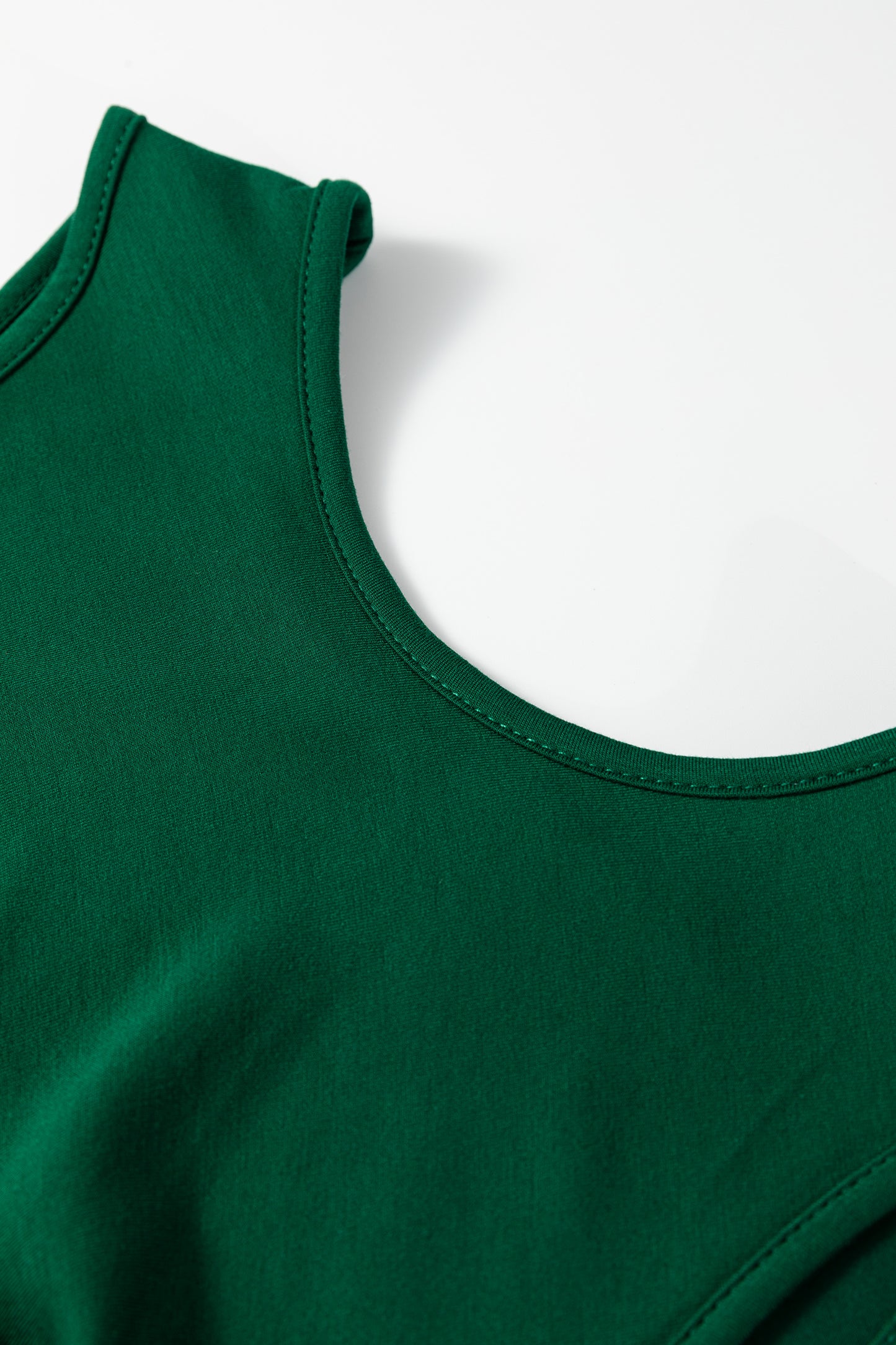 Solid Color Round Neck Ruched Detail Sleeveless Mini Dress