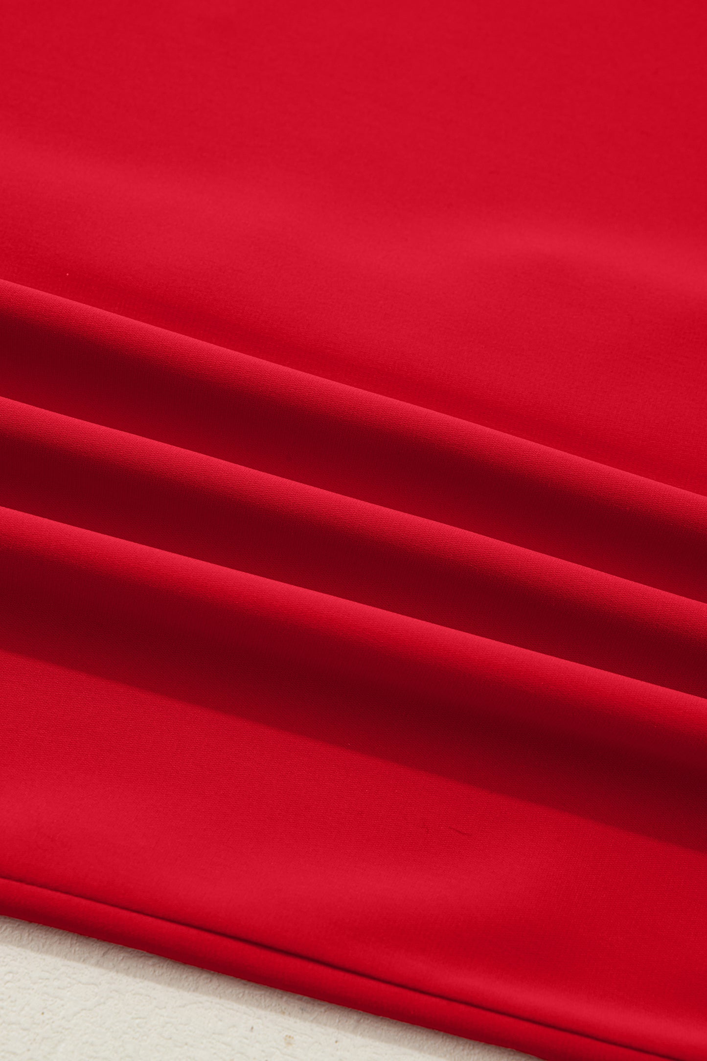 Fiery Red Frilled Trim Button Up Pleated Long Sleeve Shirt