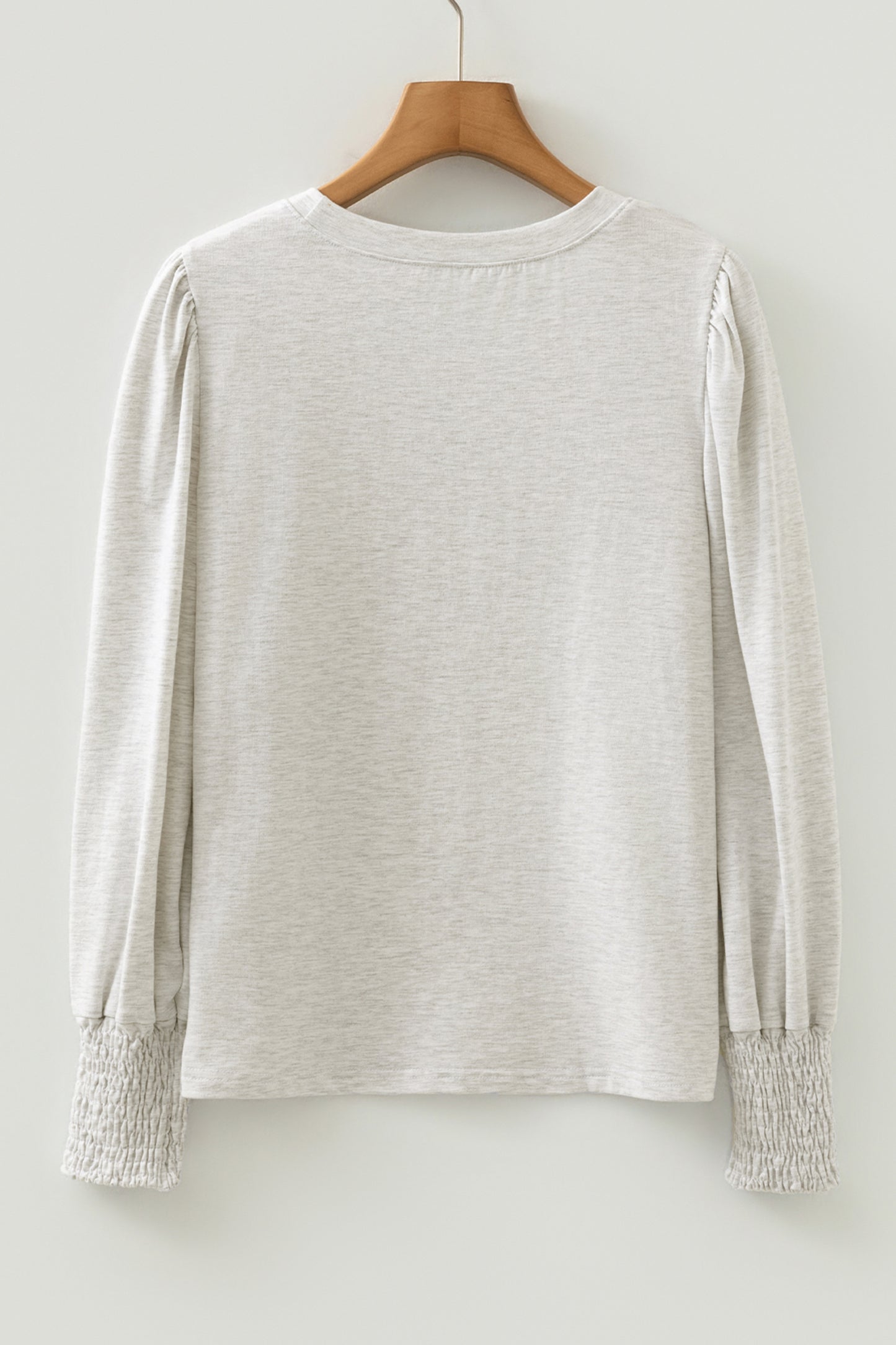 Shirred Cuffs Puff Sleeve Peasant Top - Oatmeal