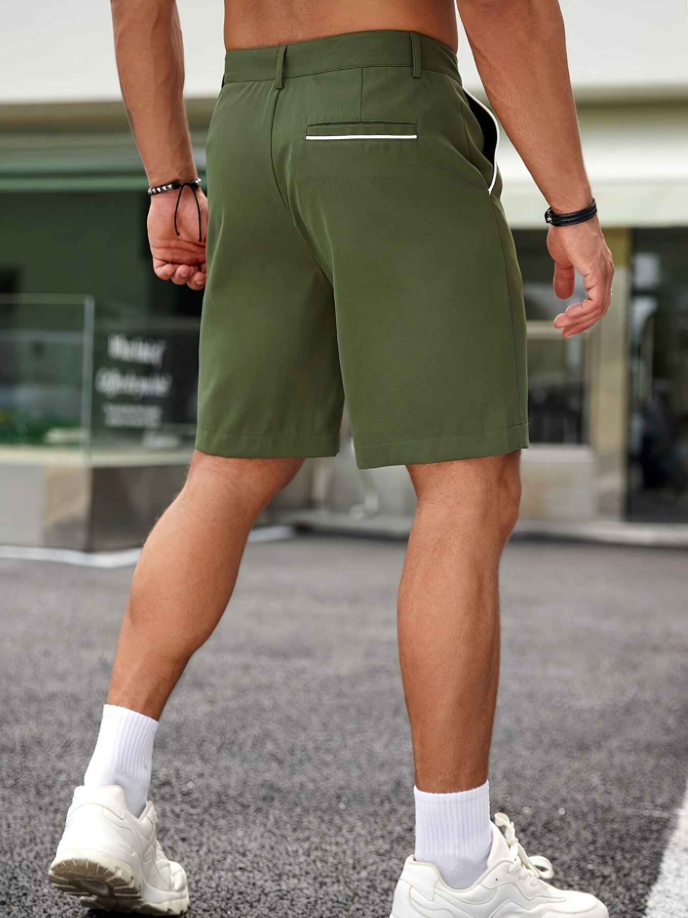 Men's Solid Colour Casual Shorts With Multiple Pockets