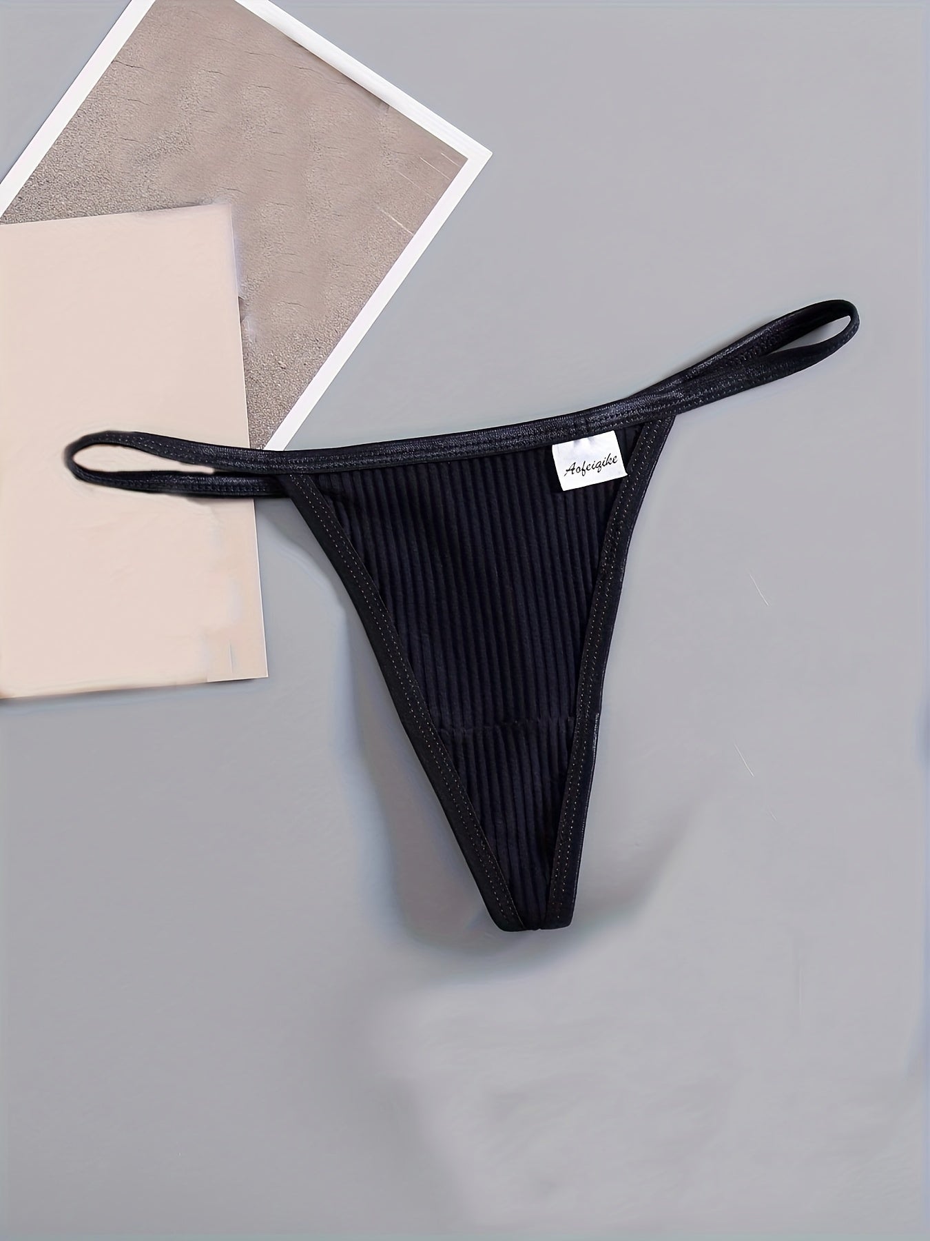 6 Pack Women's Mixed Colour Low Waist Ribbed Thong Panties