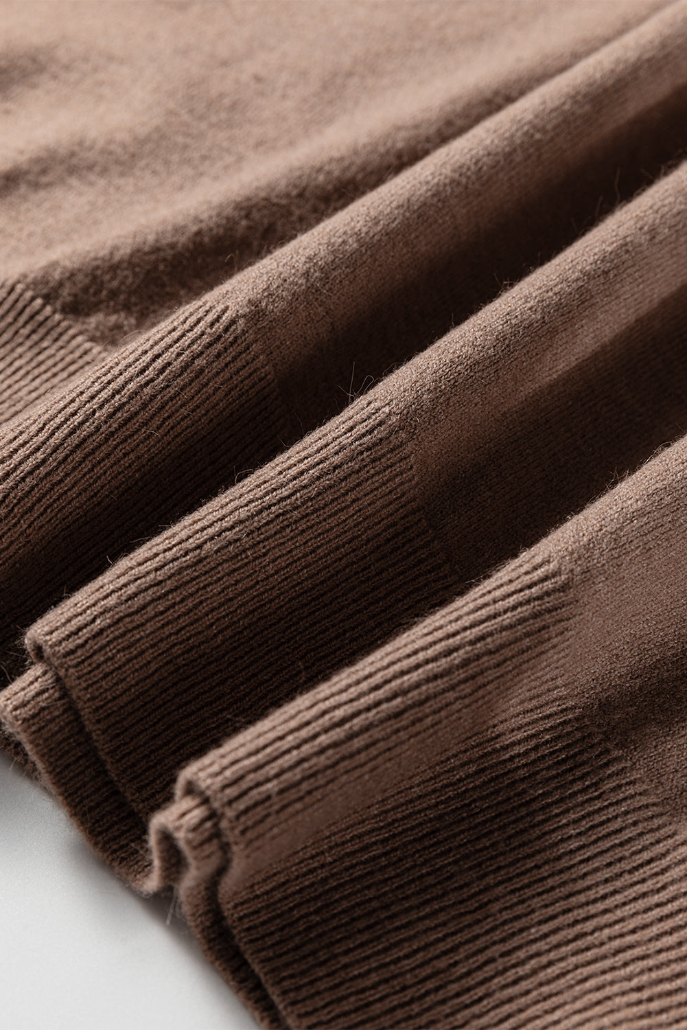 Dark Khaki Contrast Striped Trim V-Neck Varsity Sweater