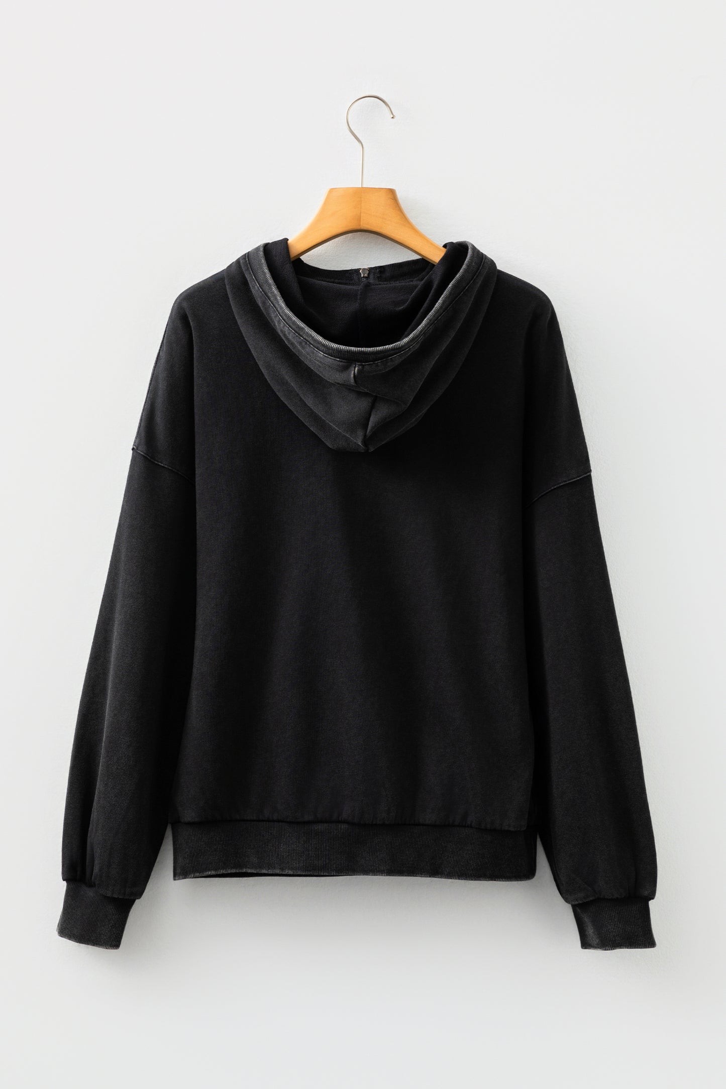 Half Zip Kangaroo Pocket Mineral Wash Baggy Hoodie