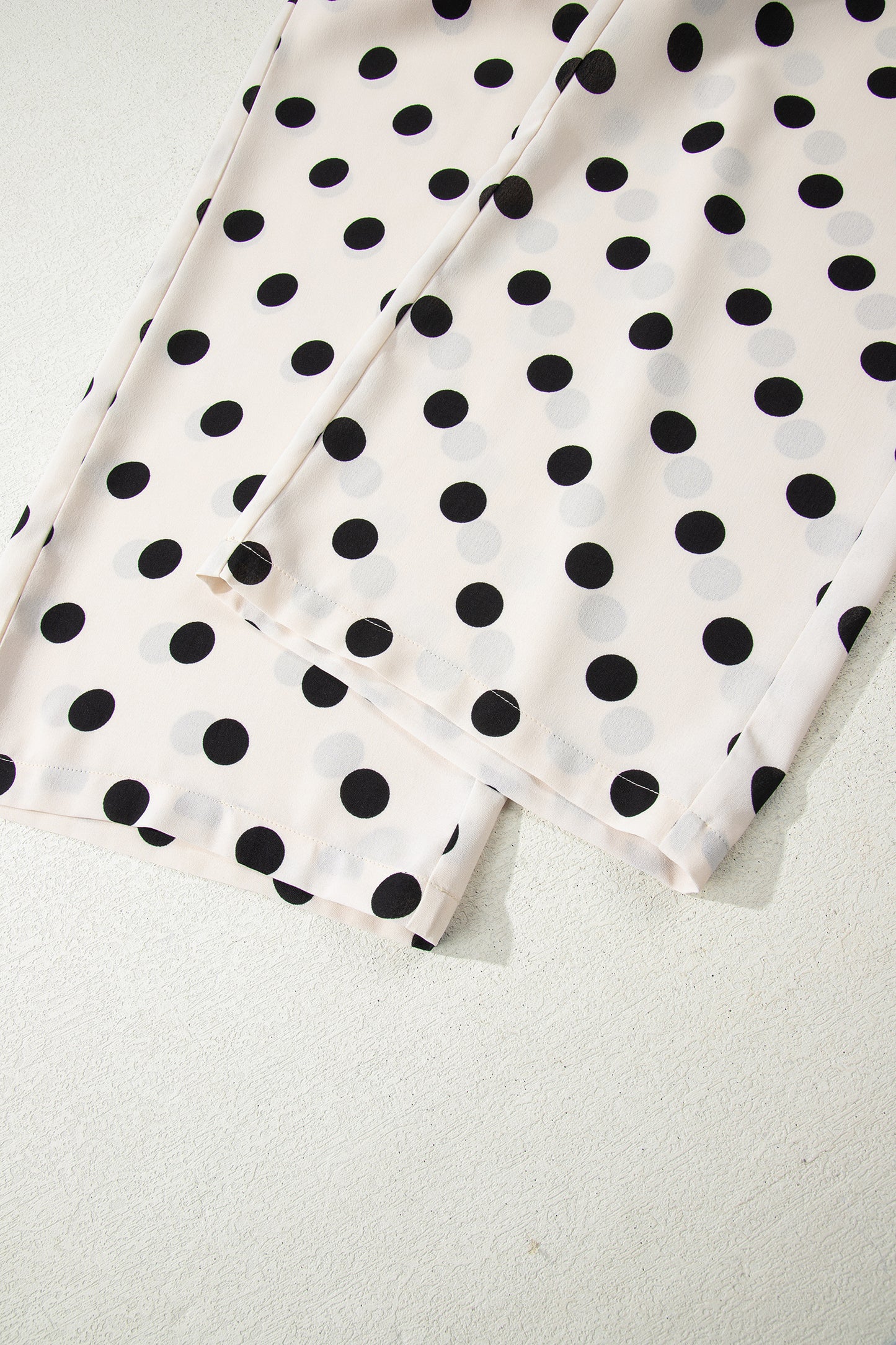 White Polka Dot Print Patched Pocket Loose Pants