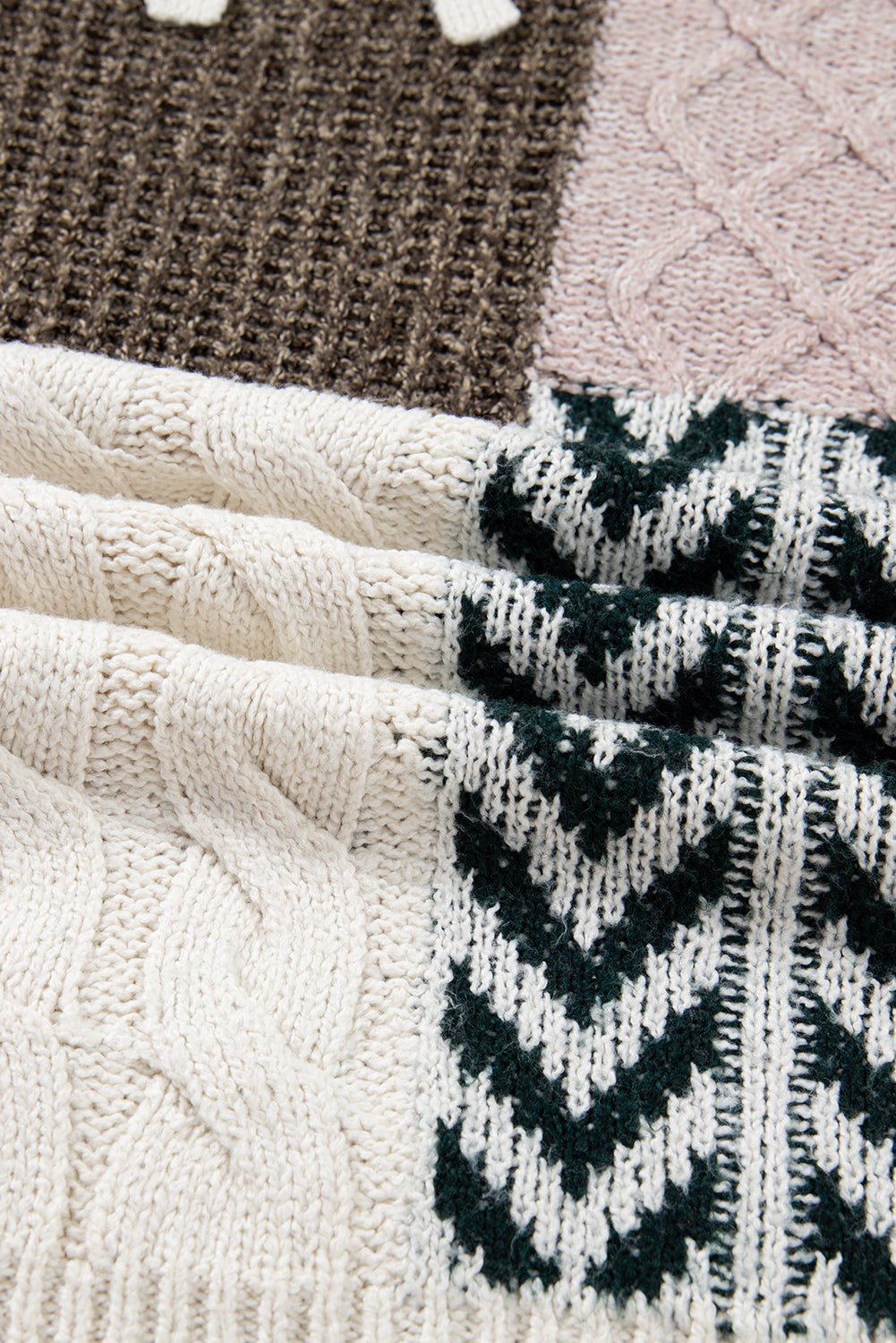 Plus Size Color Block Knotted Back Sweater