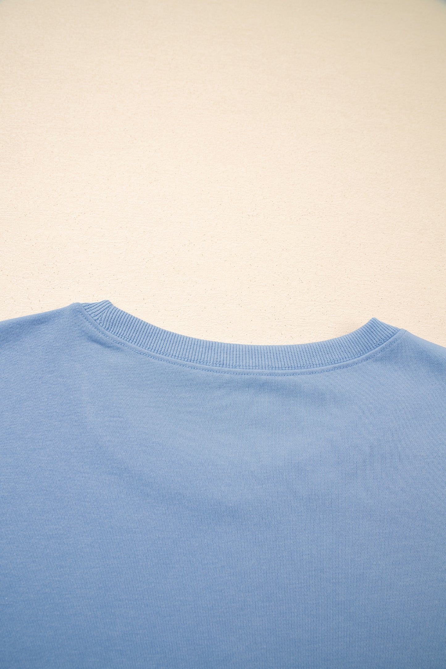 Sky Blue Contrast Textured Patchwork Raw Edge Short Set