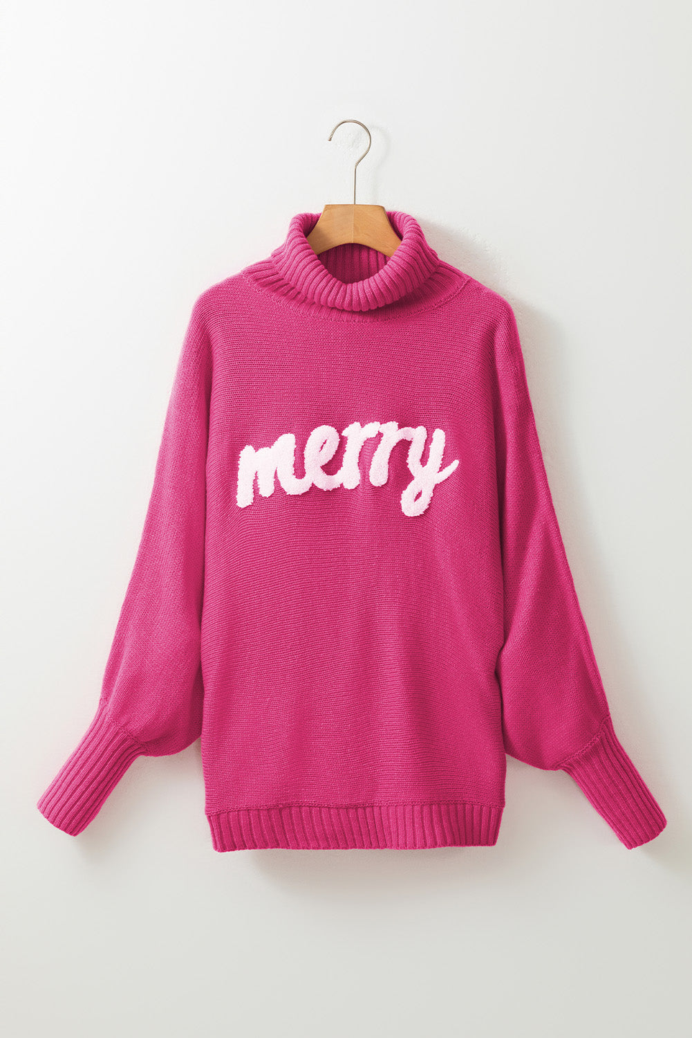 Letter Embroidered High Neck Sweater