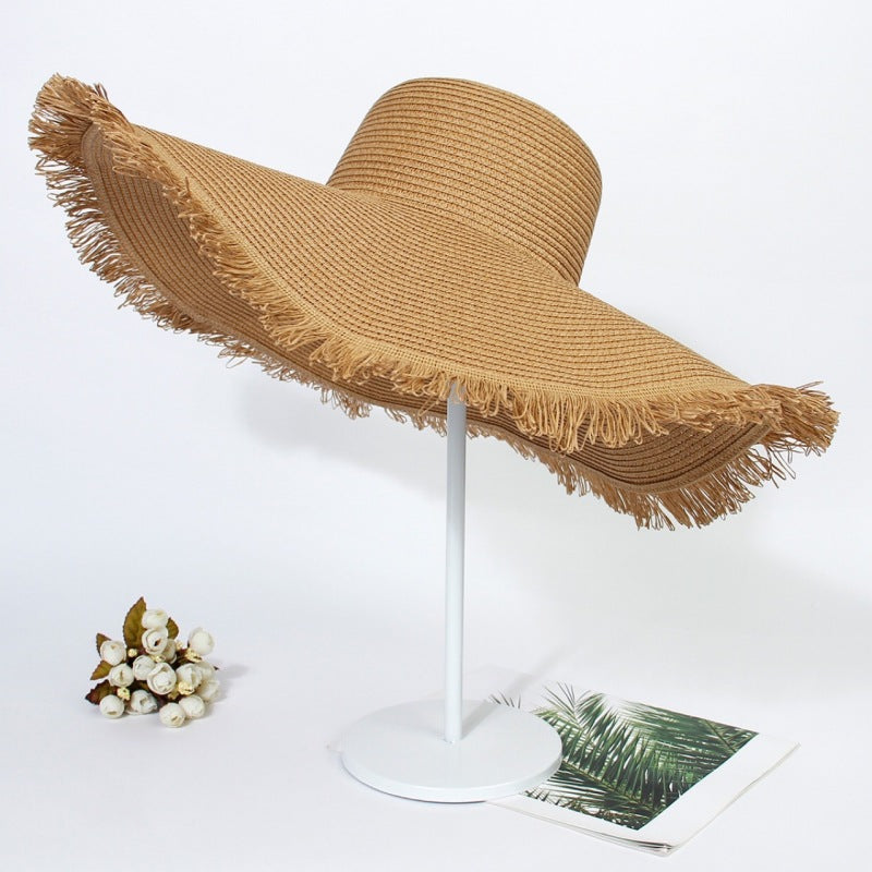 Fur-brimmed Bohemian style Straw Hat