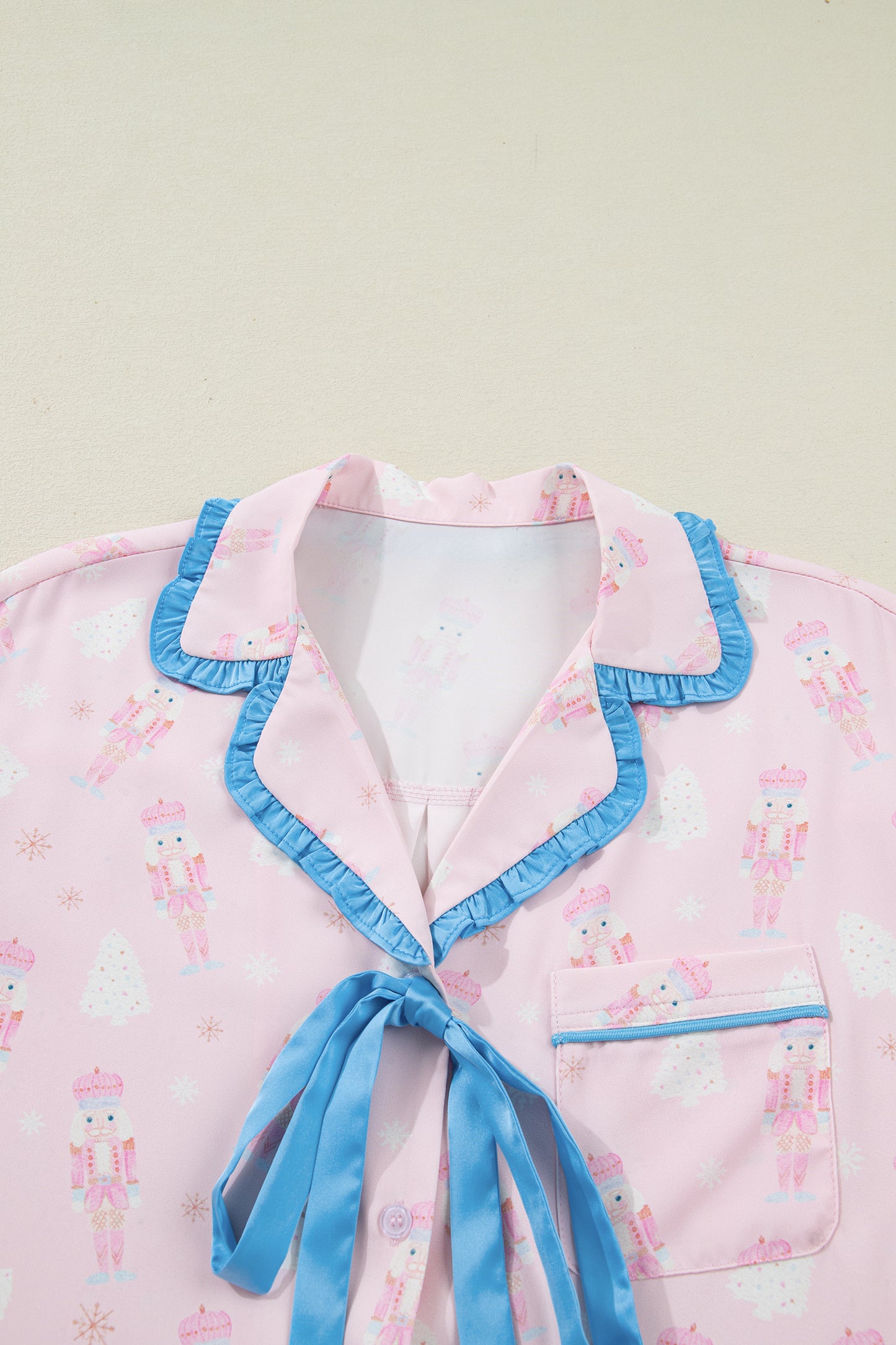 Bow Tie Front Christmas Nutcracker Pajama Set