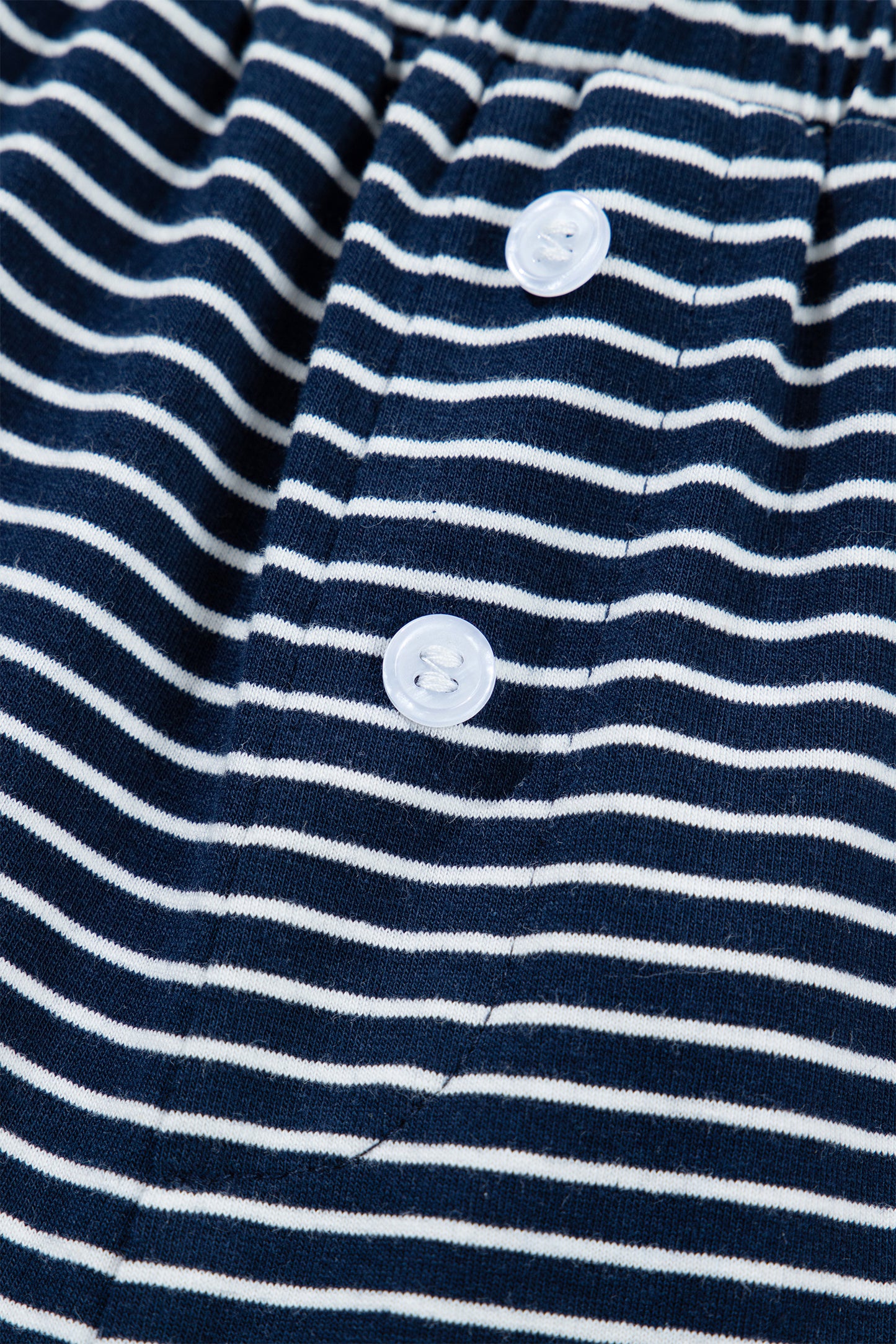 Stripe Drop Shoulder Tee and Buttoned Shorts Lounge Set - Blue