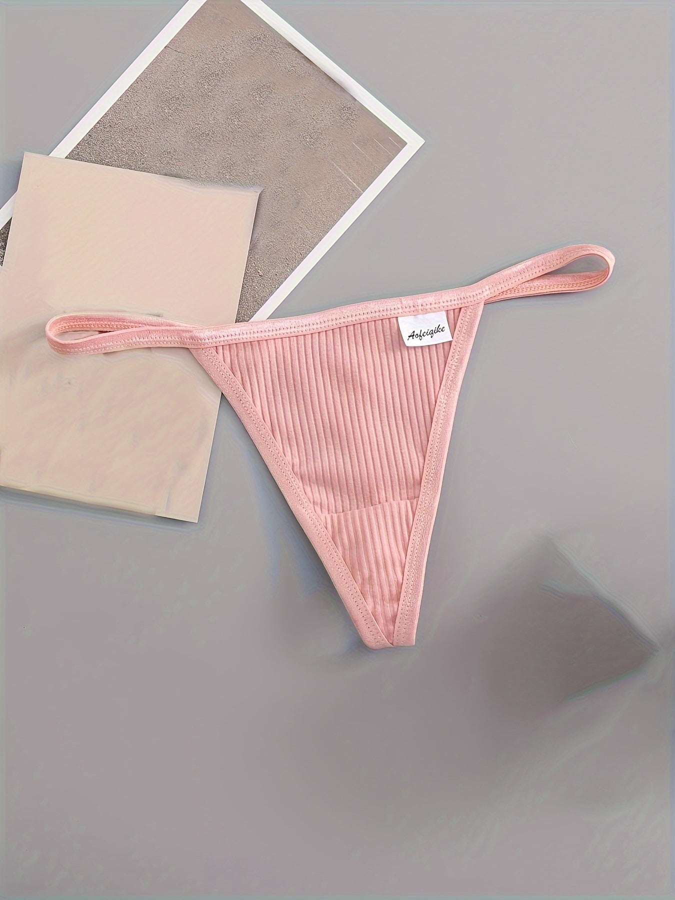 6 Pack Women's Mixed Colour Low Waist Ribbed Thong Panties