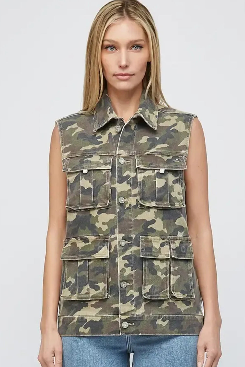 Camo Cargo Denim Vest