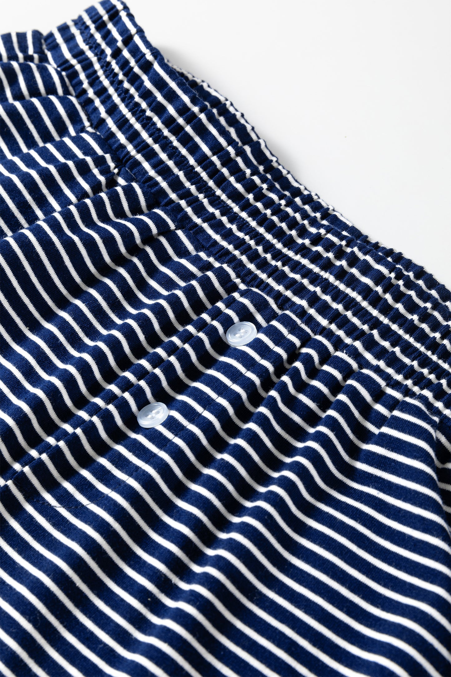 Stripe Drop Shoulder Tee and Buttoned Shorts Lounge Set - Blue