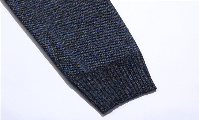 Men's Knitted Wool Fleece Thick Casual Pullover Patchwork Warm Pocket  Standing Collar Sweater