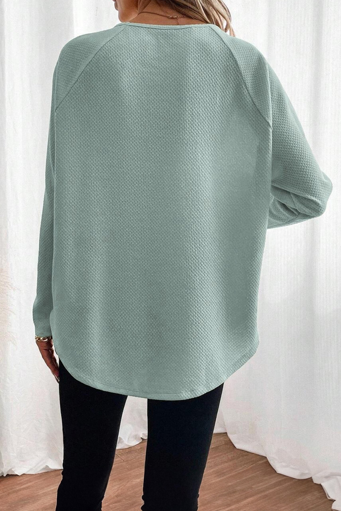 Textured Raglan Sleeve Knit Loose Top