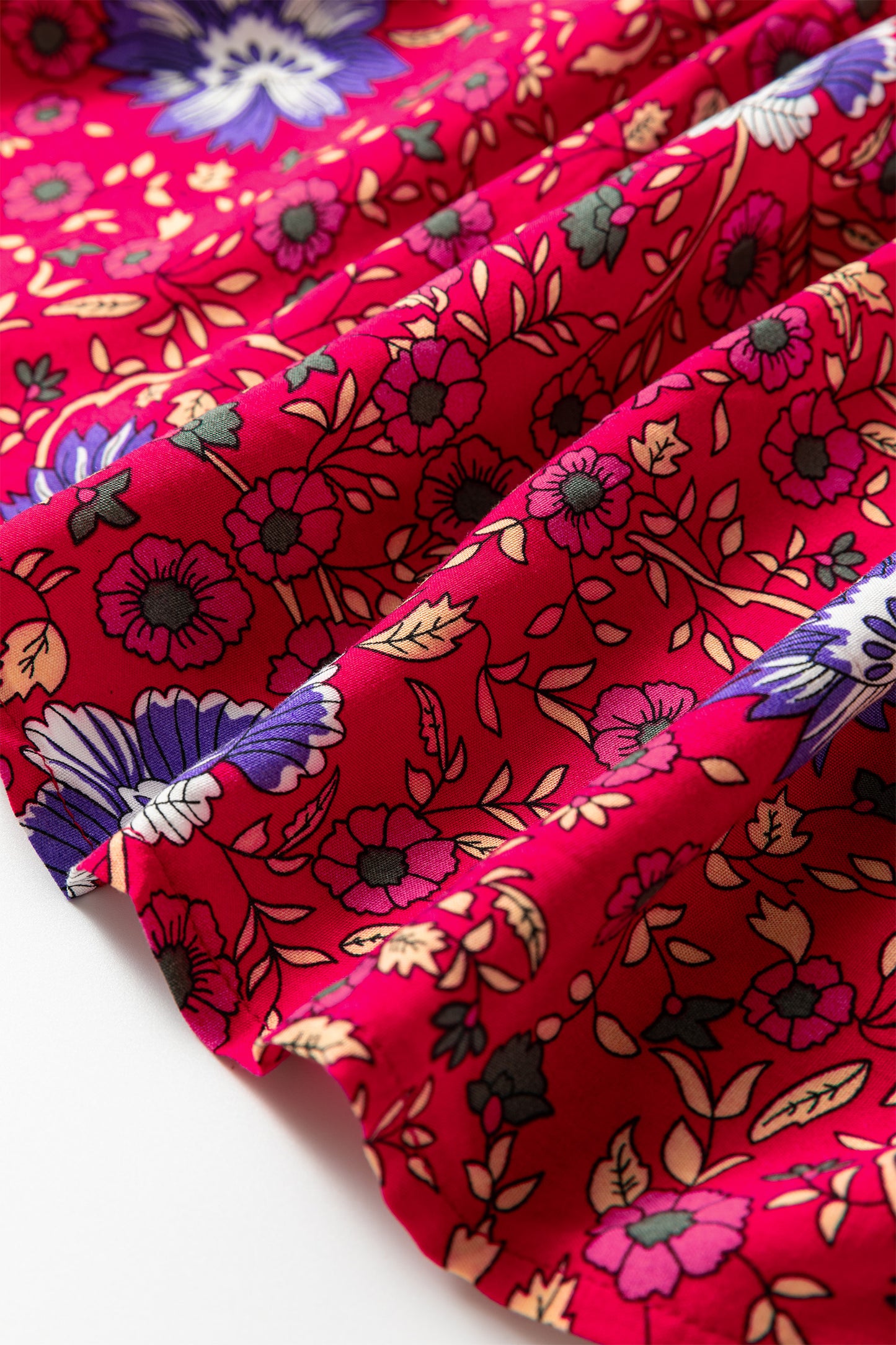 Floral Print Tassel Tie Front Long Sleeve Blouse