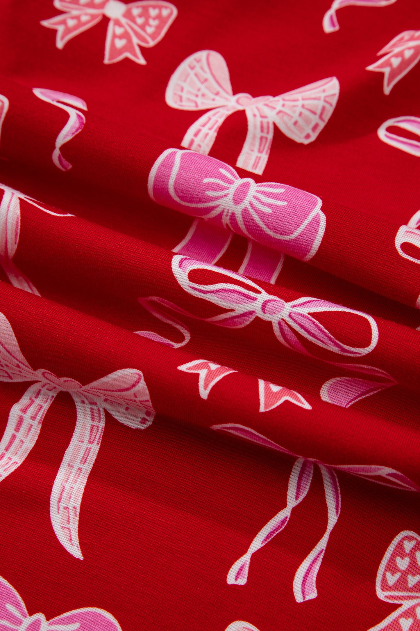 Sweet Bow Print Shirt Style Top & Long Pants Pajama Set