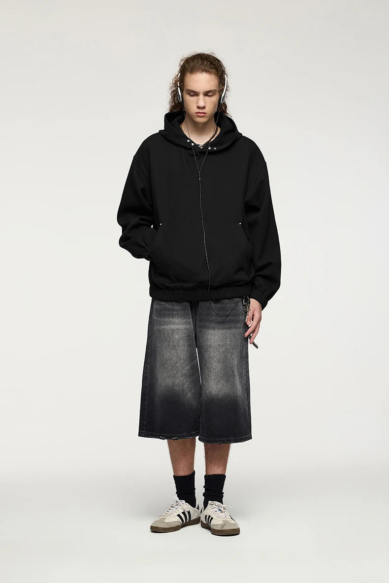 Men's Heavyweight Fleece Crop Boxy Premium Cozy Hooded Sweatshirt