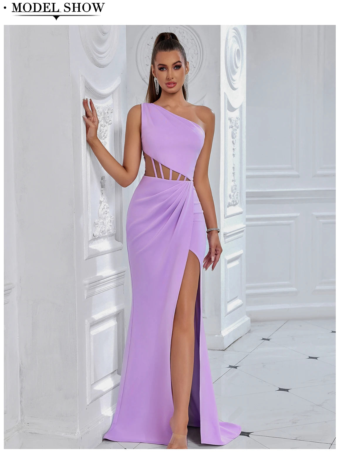 Women's One Shoulder Mesh  Summer Sleeveless Draped Dress