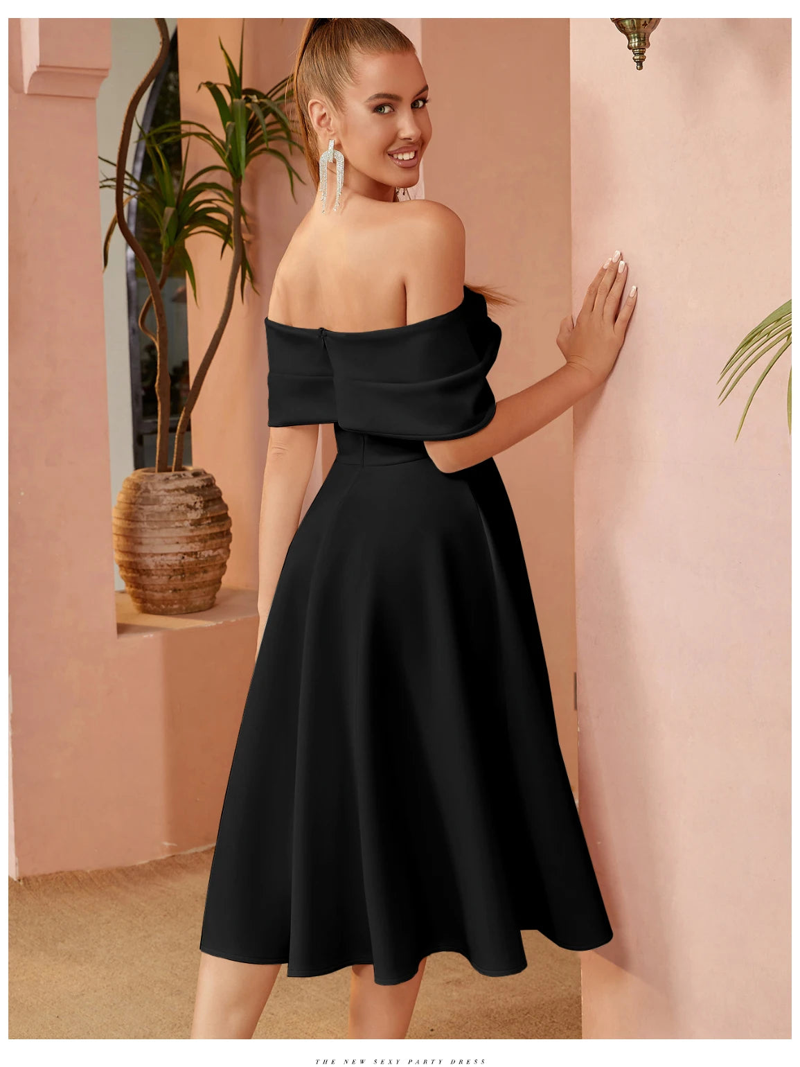 Off Shoulder Bow Elegant Evening Gown Dress