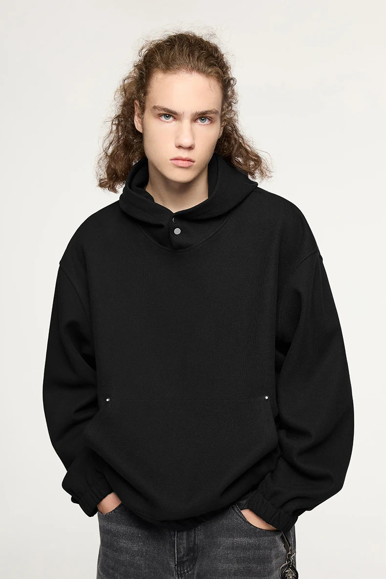 Men's Heavyweight Fleece Crop Boxy Premium Cozy Hooded Sweatshirt