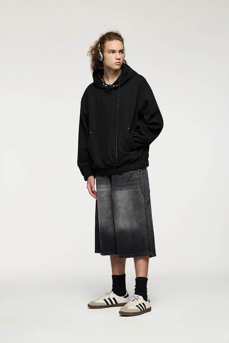 Men's Heavyweight Fleece Crop Boxy Premium Cozy Hooded Sweatshirt