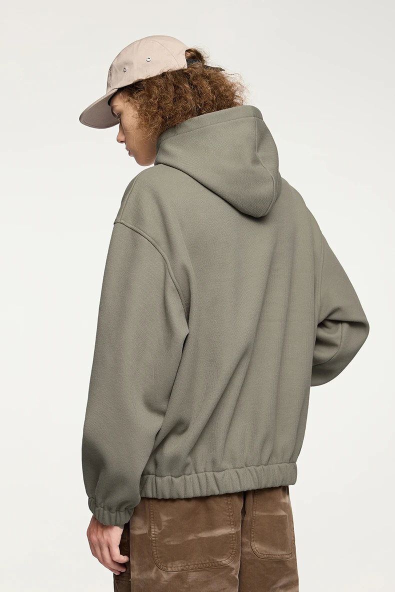 Men's Heavyweight Fleece Crop Boxy Premium Cozy Hooded Sweatshirt