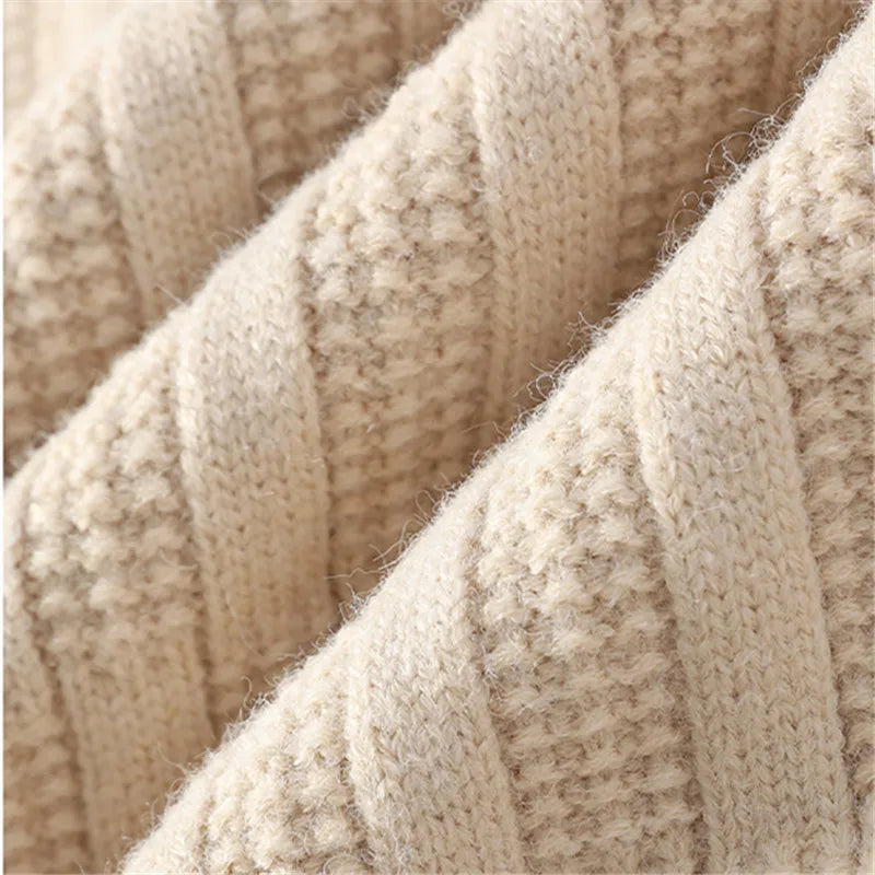 Autumn Winter Men's Turtleneck Sweaters Jacquard Knitted Pullovers - Men Casual Knitting Solid Colour Turtleneck Sweater