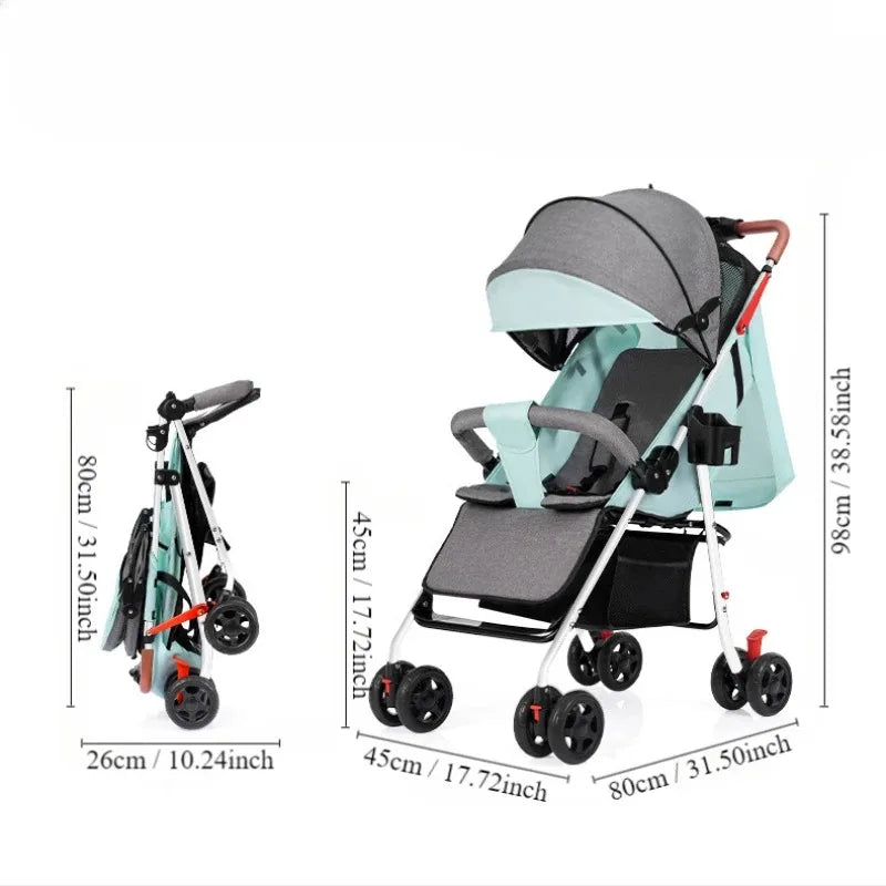 Lightweight Baby Pram Ultra Compact Airplane Friendly Travel Stroller with Canopy One Handed Folding Stroller for Toddler