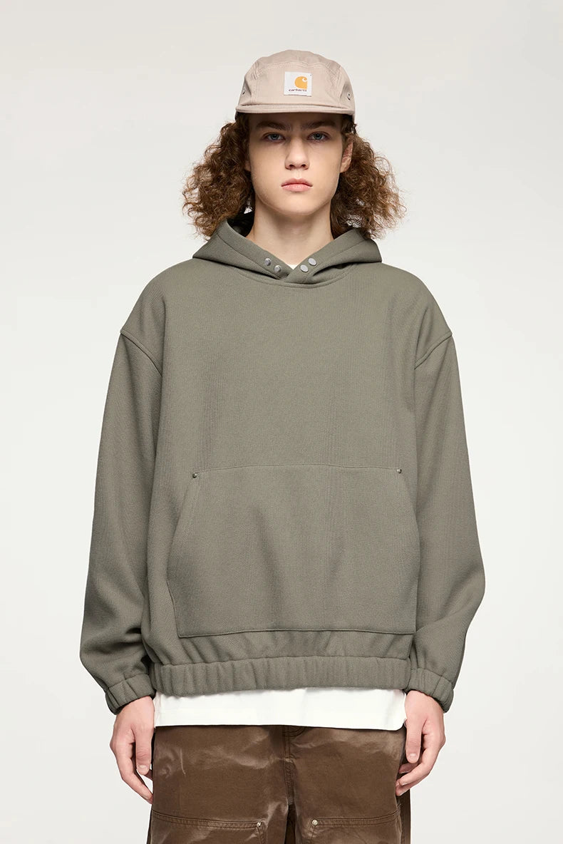 Men's Heavyweight Fleece Crop Boxy Premium Cozy Hooded Sweatshirt