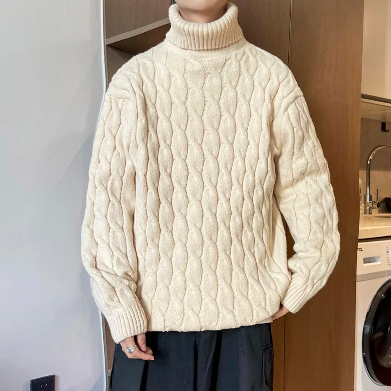 Winter Turtleneck Sweater - Men Knitted Thick Warm Pullover Loose Casual Sweater