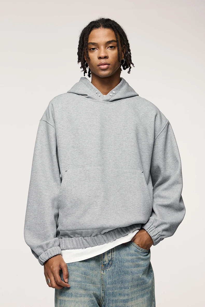 Men's Heavyweight Fleece Crop Boxy Premium Cozy Hooded Sweatshirt