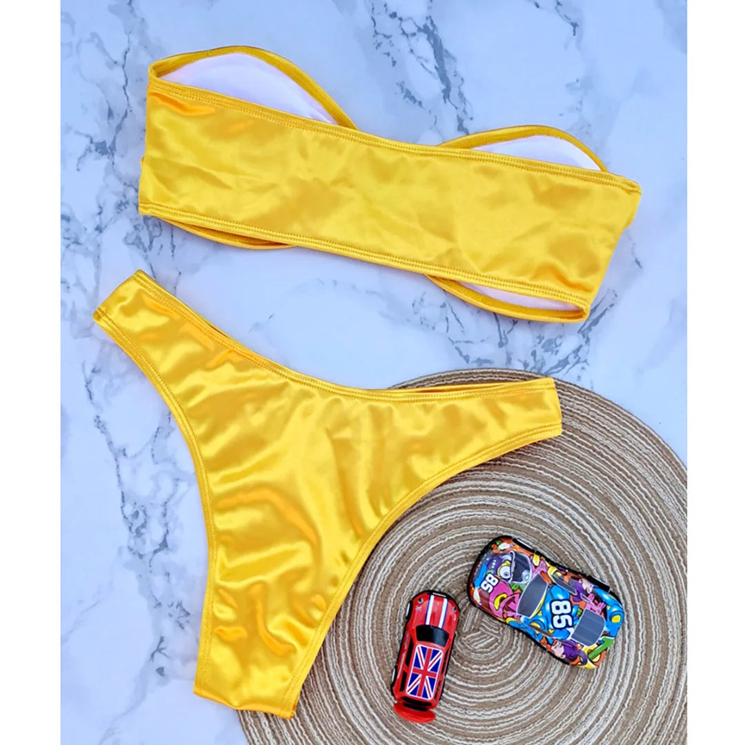 Women's Bandeau Bikini Women Swimwear Female Swimsuit Two-pieces Bikini set Padded Bather Bathing Suit Swim V4647
