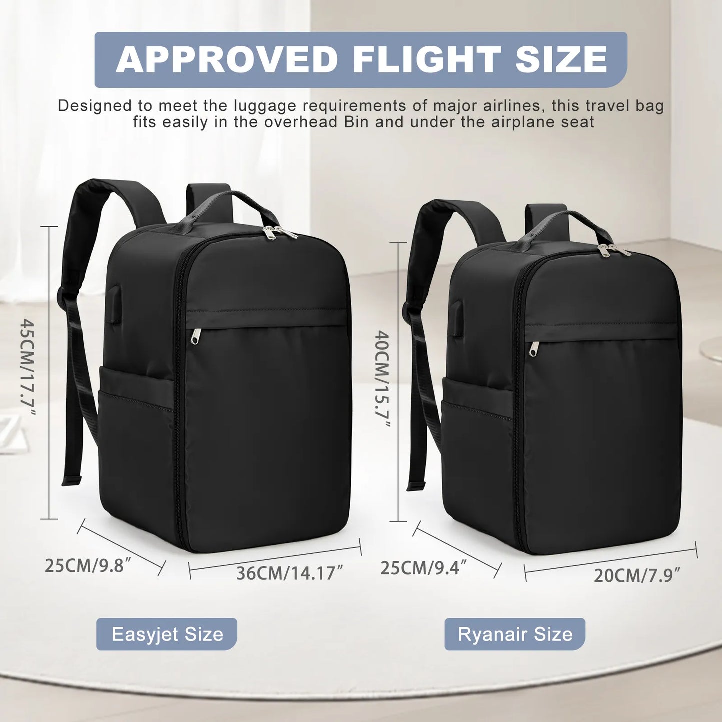 40x20x25 and 45x36x20, Cabin Bag, Hand Luggage Travel Backpack