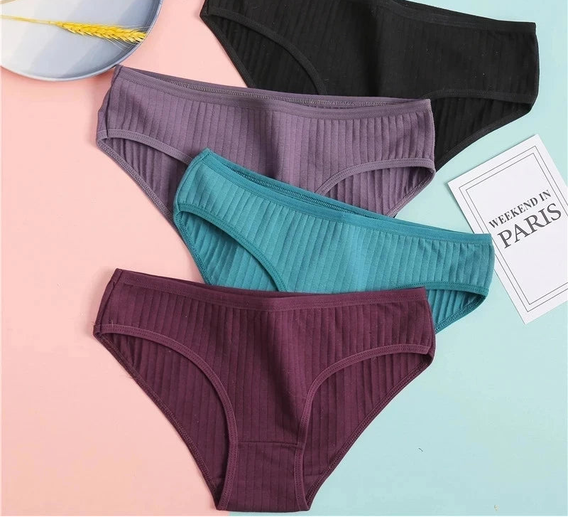 3-Pack Soft Cotton Briefs - Striped & Solid Women's Underwear