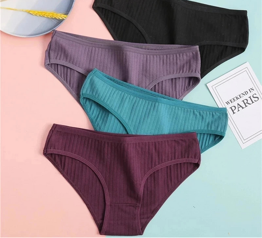 3-Pack Soft Cotton Briefs - Striped & Solid Women's Underwear