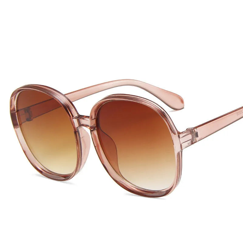 Women's Classic Big Frame Vintage Round Gradient SunGlasses UV400 Eyewear